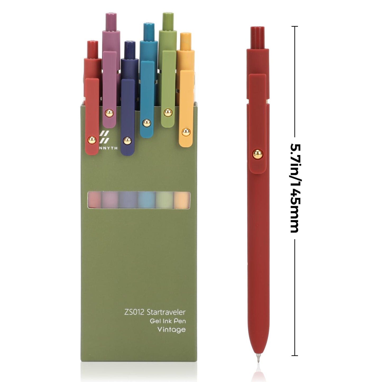 Ddaowanx Gel Pens, 6 Pcs 0.5mm Quick Dry Black Ink Pens Fine Point Smooth Writing Pens, Office Desk Accessories for Women(6 Pcs Vintage-Black Ink)