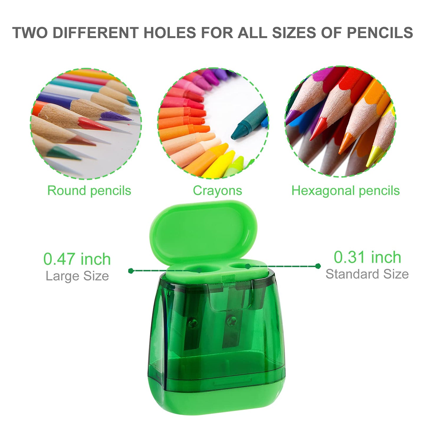Sonuimy Pencil Sharpeners, 4 Pcs Pencil Sharpeners Manual,Dual Holes Compact Colored Handheld Pencil Sharpener for Kids with Lid Adults Students School Class Home Office (Covered)