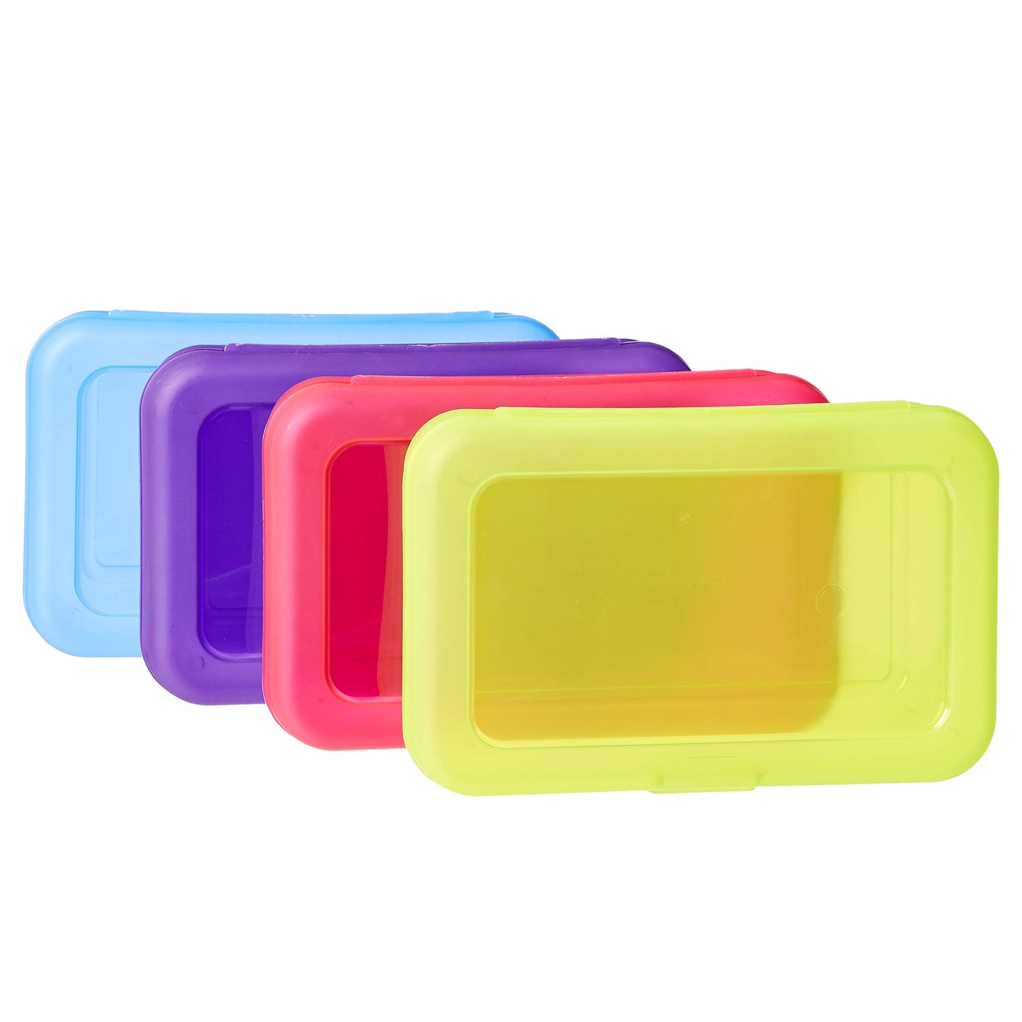 Plastic Pencil Box | Pack of 4 | Multi- color | Solid