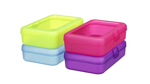 Plastic Pencil Box | Pack of 4 | Multi- color | Solid