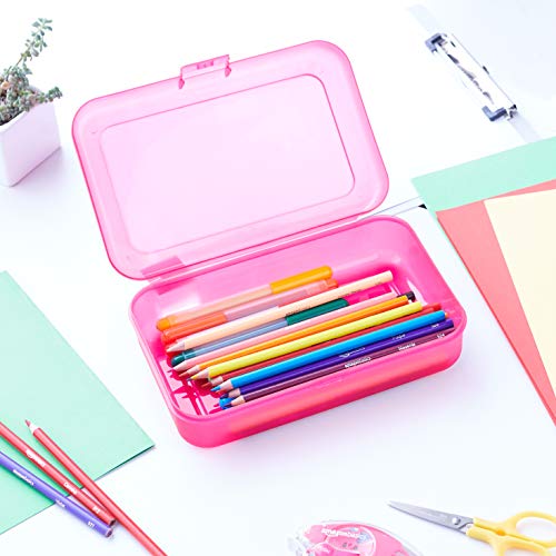 Plastic Pencil Box | Pack of 4 | Multi- color | Solid