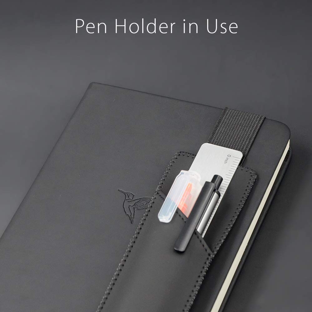Adjustable Elastic Band Pen Holder | PU Leather |Detachable | Black