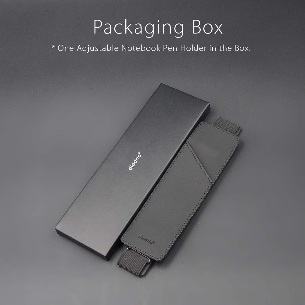 Adjustable Elastic Band Pen Holder | PU Leather |Detachable | Black
