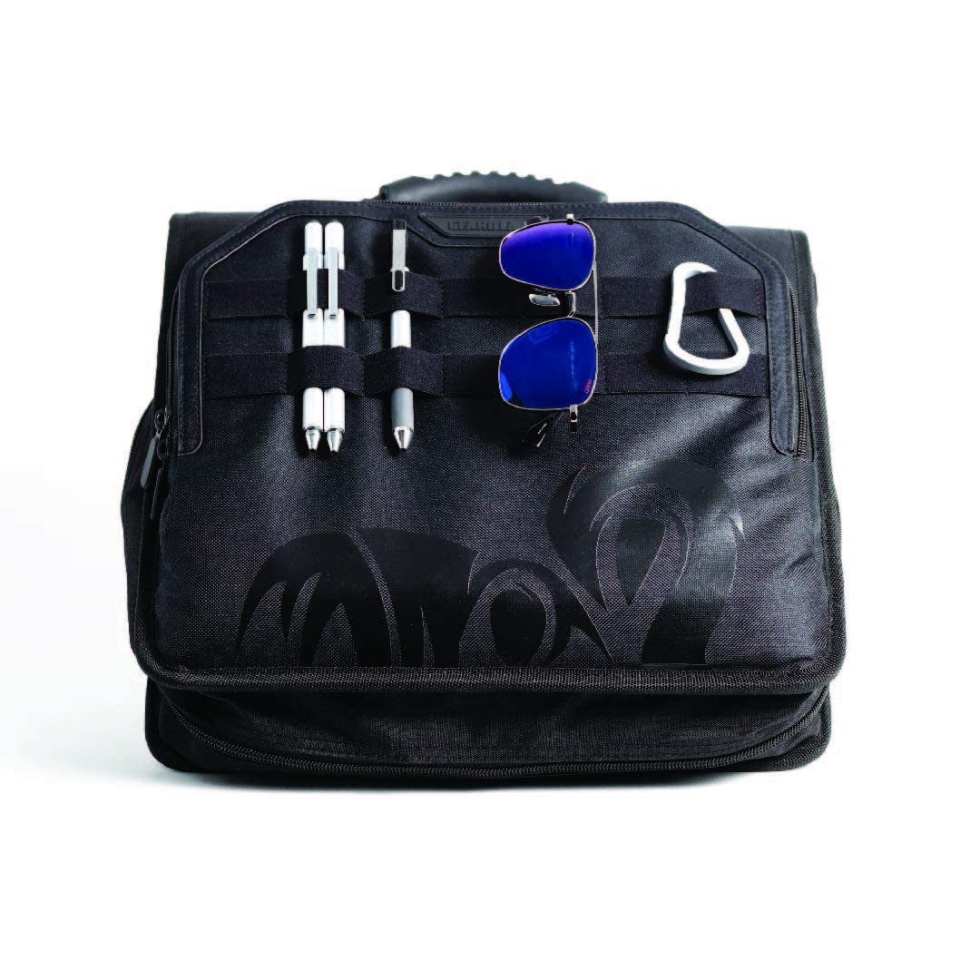 Gearilla Large 3 Ring Binder with Zipper - 3 inch Blacked Out, O-Ring Binder with Tablet Laptop Sleeve - Fits 13 inch Devices - Tactical Carry Handle, Shoulder Strap, for School, Office, and Job Sites