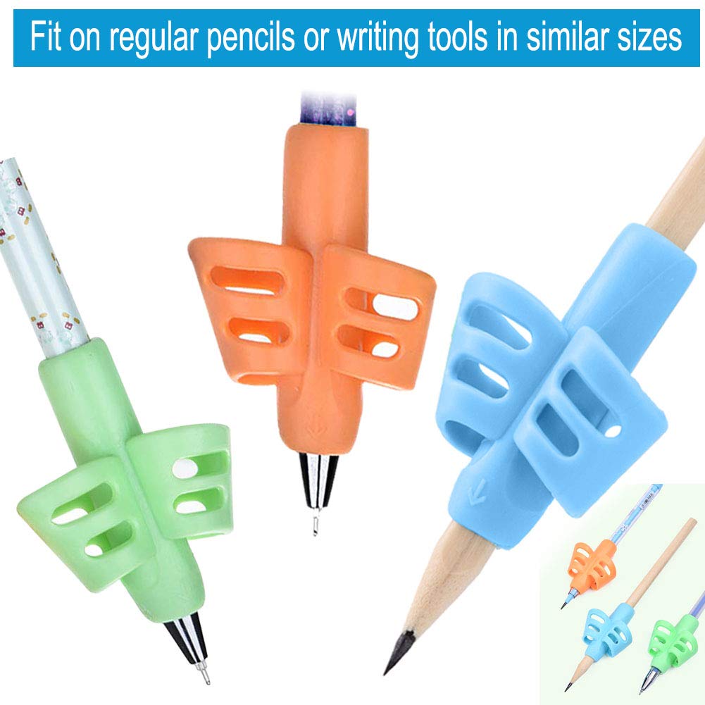 JuneLsy Pencil Grips for Kids Handwriting Pencil gripper Pencil Holder Posture Correction Training Writing AIDS for preschooler Kids toddler Children Special Needs (3 PCS)
