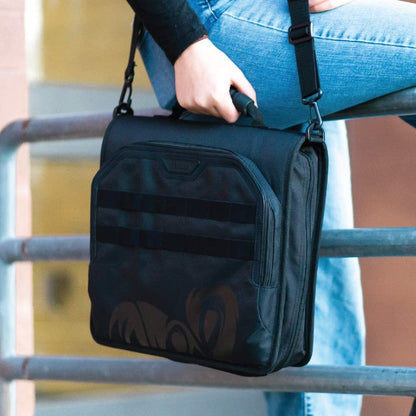 Gearilla Large 3 Ring Binder with Zipper - 3 inch Blacked Out, O-Ring Binder with Tablet Laptop Sleeve - Fits 13 inch Devices - Tactical Carry Handle, Shoulder Strap, for School, Office, and Job Sites