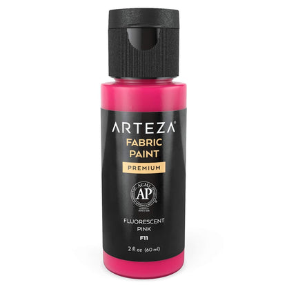 ARTEZA Fabric Paint, Set of 24, Permanent Paint, Textile Paint for Drawing on T-Shirts, Denim, Cotton, Linen, and Mixed Fabrics