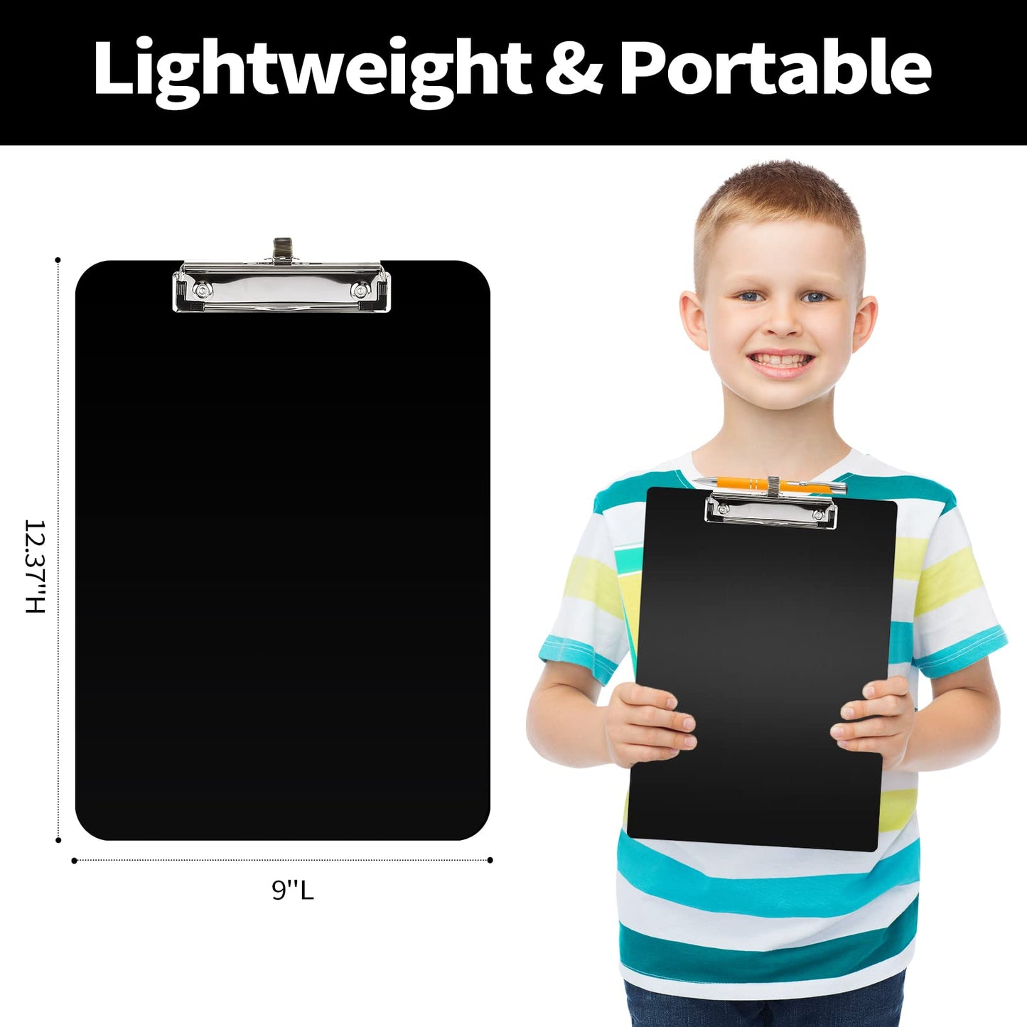 Sooez Plastic Clipboard with Pen Holder, [10% Thicker] Clip Boards 8.5x11 with Low Profile Clip, Cute Hanging Clipboard, Standard Letter Size A4 for Women Kid Teacher, Office & School Supplies, Clear