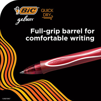 BIC Gelocity Quick Dry Black Gel Pens, Medium Point (0.7mm), 4-Count Pack, Retractable Gel Pens With Comfortable Full Grip