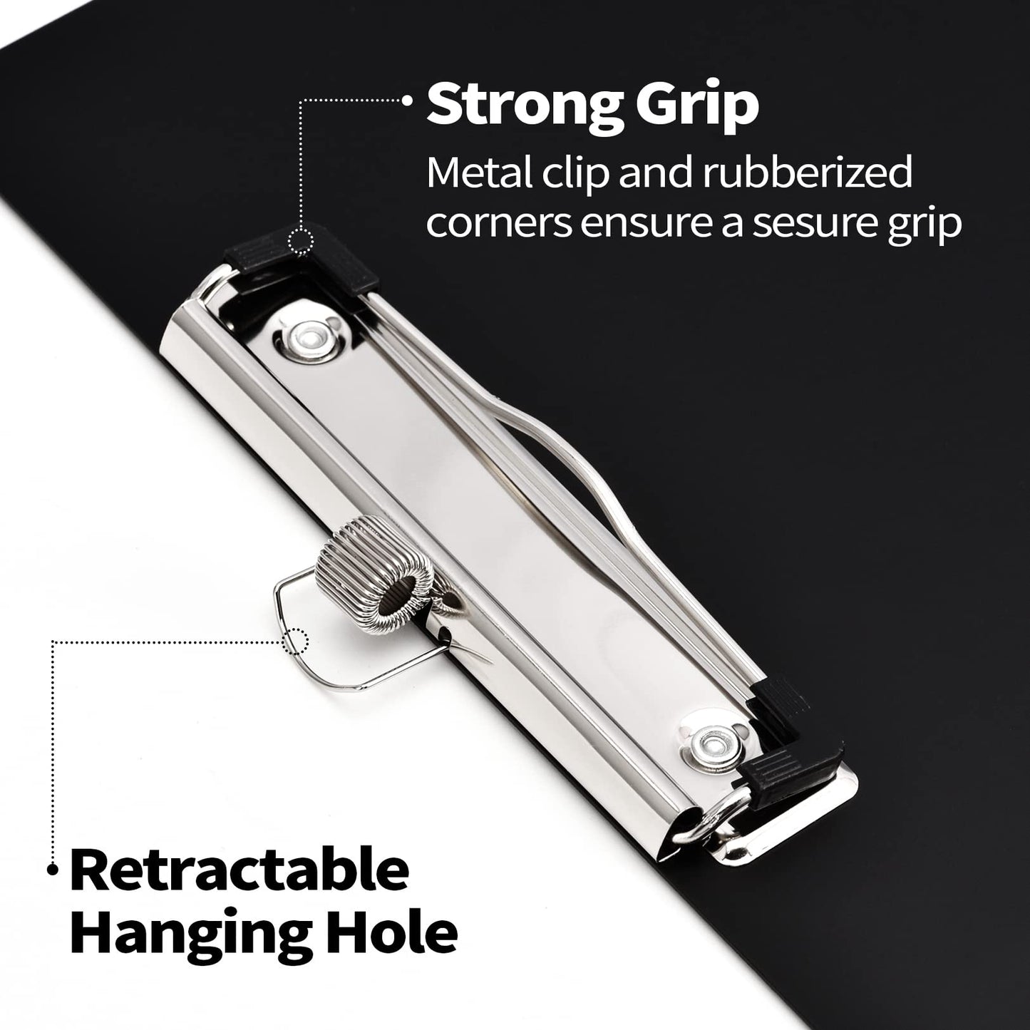 Sooez Plastic Clipboard with Pen Holder, [10% Thicker] Clip Boards 8.5x11 with Low Profile Clip, Cute Hanging Clipboard, Standard Letter Size A4 for Women Kid Teacher, Office & School Supplies, Black