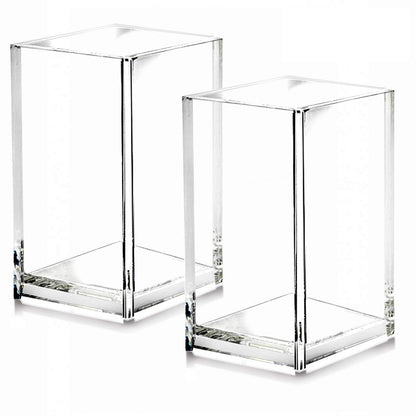 Acrylic Pencil Pen Holder Cup | Transparent Desk  Organizer | 2 PCS | 2.6x 2.6x 4 inches