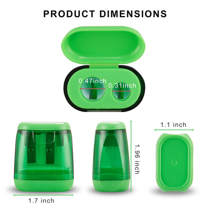 Sonuimy Pencil Sharpeners, 4 Pcs Pencil Sharpeners Manual,Dual Holes Compact Colored Handheld Pencil Sharpener for Kids with Lid Adults Students School Class Home Office (Covered)