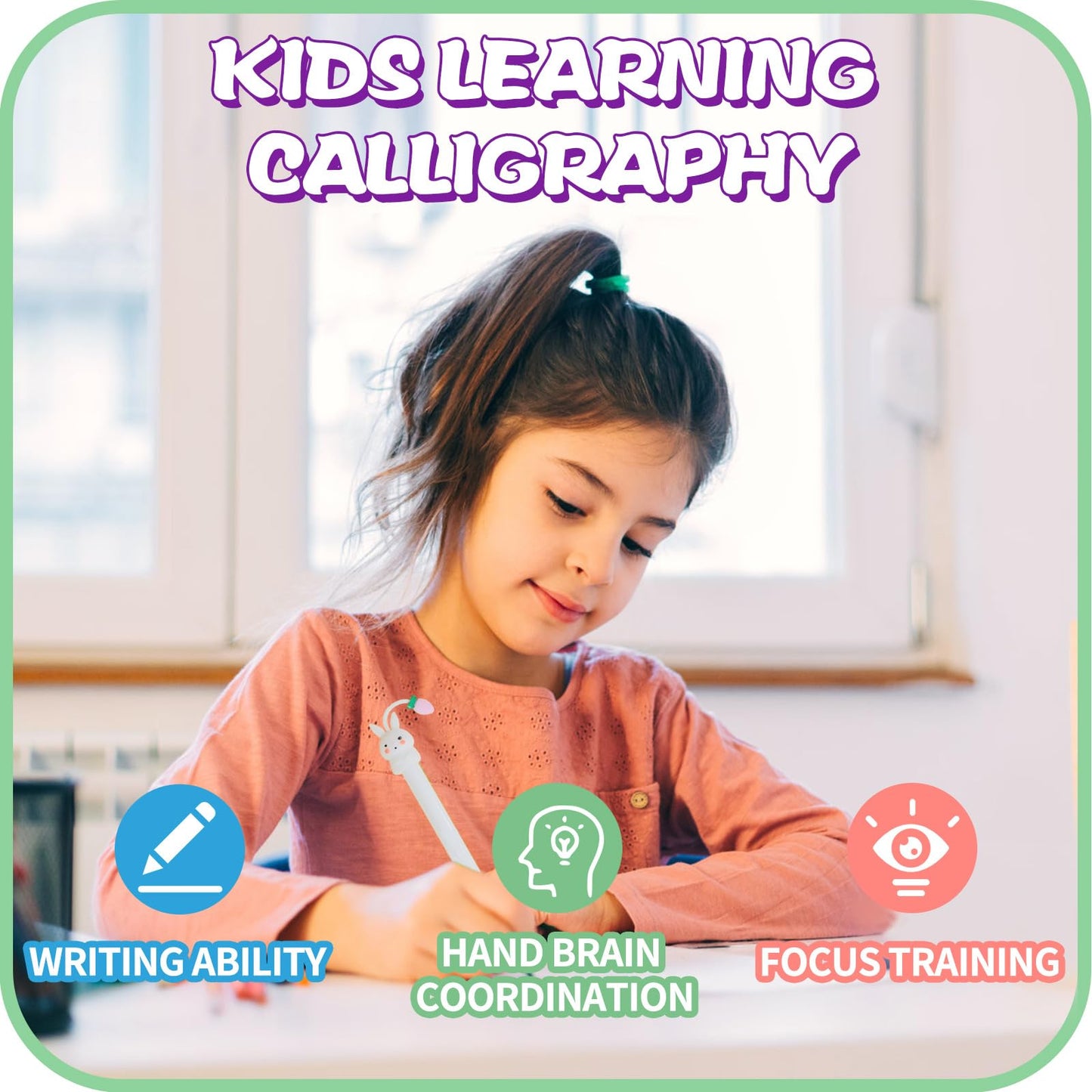 Upgraded Large Size Magic Practice Copybook for Kids, Reusable Writing Practice Book for Kids, Reusable Copybook Preschool for Kids Age 3-8 Calligraphy(4 Books with Pens)-Pink Bag