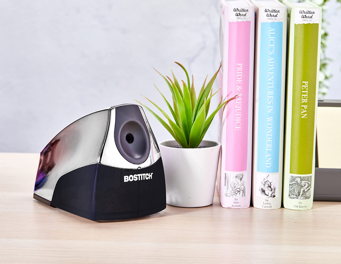 Bostitch Office Personal Electric Pencil Sharpener, Powerful Stall-Free Motor, High Capacity Shavings Tray, 7yr Warranty, Chrome Metallic