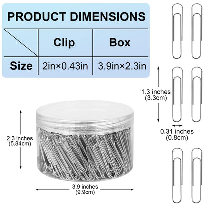 Silver Paperclips | Large - 1.3 Inch Jumbo Paper Clips | 700 Pcs