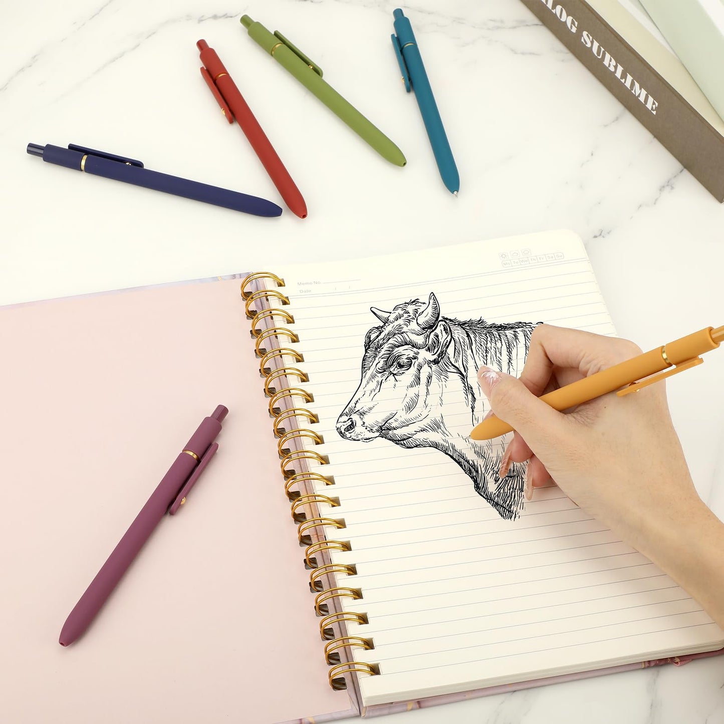 Ddaowanx Gel Pens, 6 Pcs 0.5mm Quick Dry Black Ink Pens Fine Point Smooth Writing Pens, Office Desk Accessories for Women(6 Pcs Vintage-Black Ink)