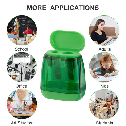 Sonuimy Pencil Sharpeners, 4 Pcs Pencil Sharpeners Manual,Dual Holes Compact Colored Handheld Pencil Sharpener for Kids with Lid Adults Students School Class Home Office (Covered)
