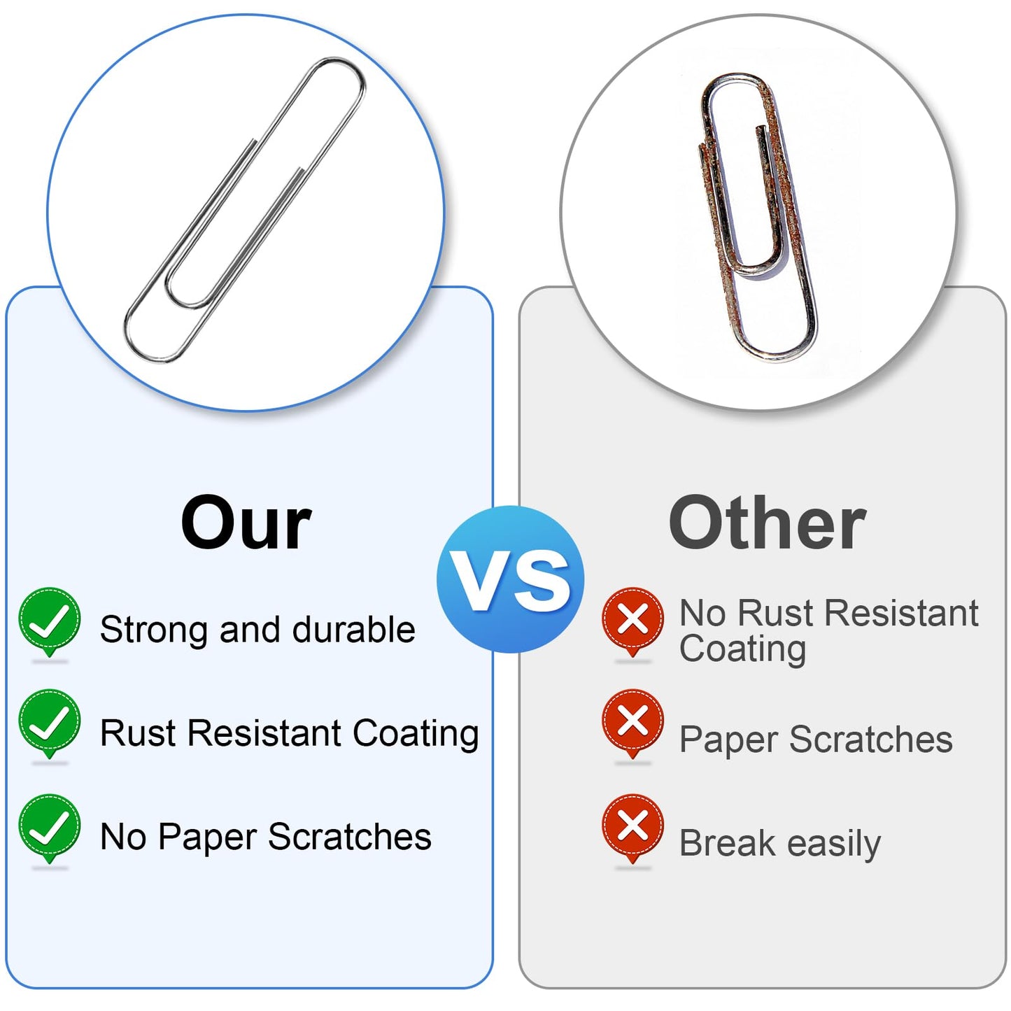 Silver Paperclips | Large - 1.3 Inch Jumbo Paper Clips | 700 Pcs