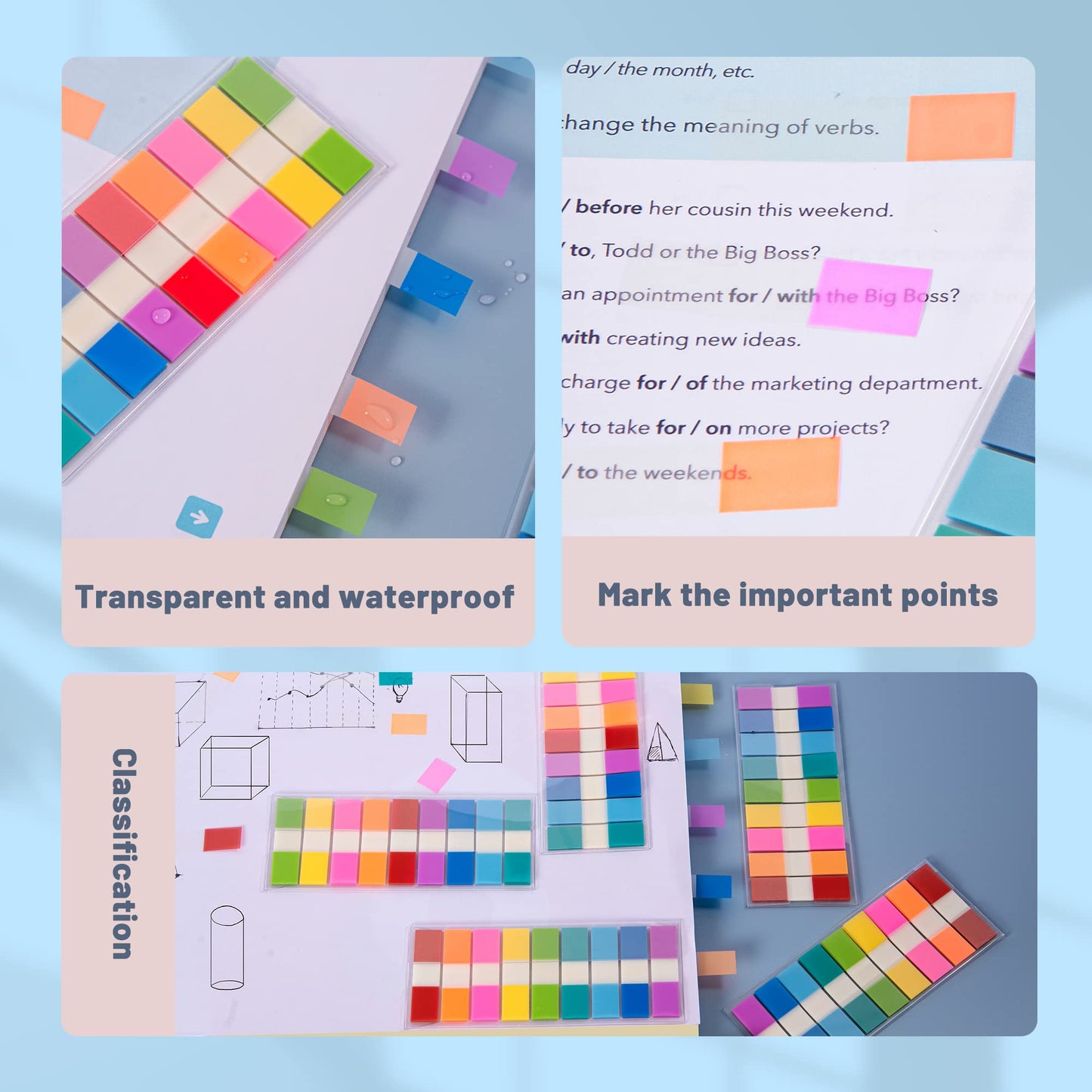 Golcellia 900 Pcs, Transparent Sticky Notes ,Page Markers, Book ,Pop Up Index Tabs,Label,Flags Stickers