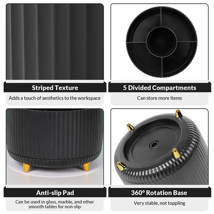 SKYDUE 360 Degree Rotating Desk Organizer, Dual-Purpose Pencil Pen Holder for Desktop, Rotating Desk Pen Organizer with 5 Slots, Office Supplies, Pencil Cup for Office, School, Home