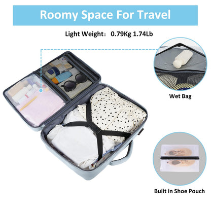 Taygeer Carry On Backpack, 35l Travel Backpack for Women Airline Approved, Cute Underseat Personal Item Travel Bag With Shoe Compartment, Casual Daypack Gifts for Friend Hiking Outdoor Weekend,Blue