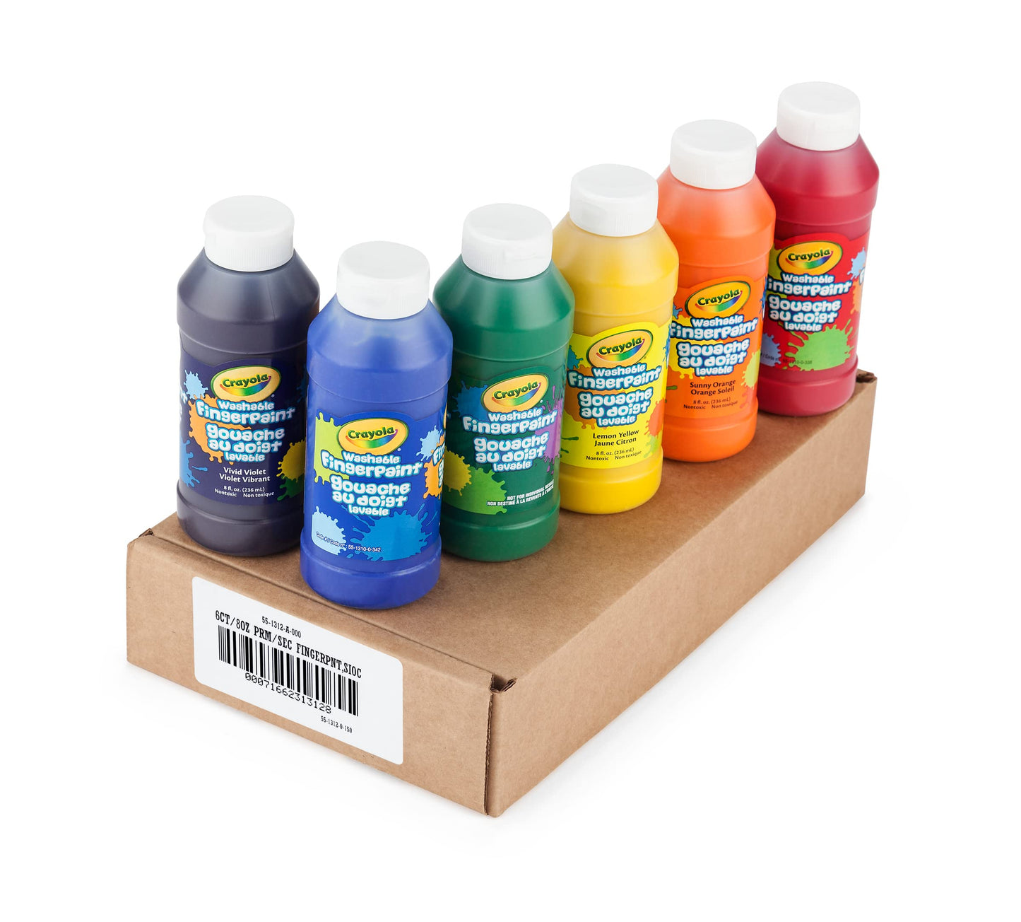 Crayola Washable Finger Paints (6ct), Toddler Paint Set, Finger Paint for Kids, Preschool Supplies for Teachers, Nontoxic [Amazon Exclusive]