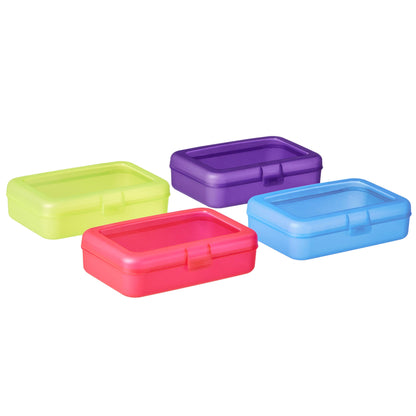Plastic Pencil Box | Pack of 4 | Multi- color | Solid