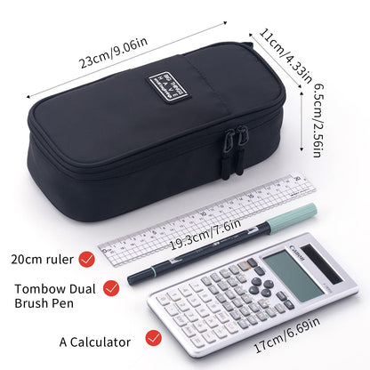 CICIMELON Durable Pen Pencil Case for School Supplies, High Capacity Pencil Bag Pouch Organizer for Teen Girls Boys Adults, Black