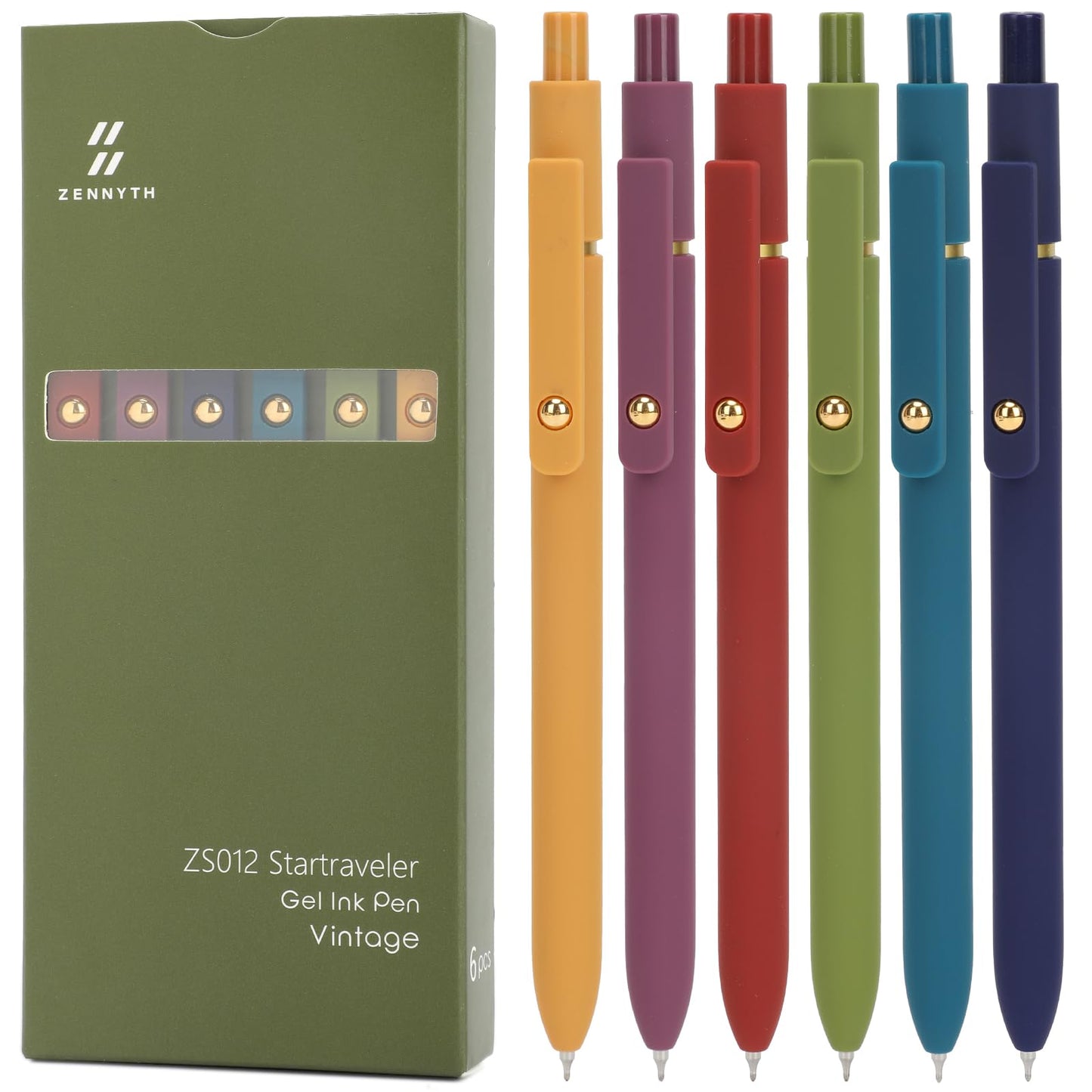 Ddaowanx Gel Pens, 6 Pcs 0.5mm Quick Dry Black Ink Pens Fine Point Smooth Writing Pens, Office Desk Accessories for Women(6 Pcs Vintage-Black Ink)