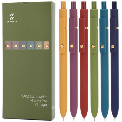 Ddaowanx Gel Pens, 6 Pcs 0.5mm Quick Dry Black Ink Pens Fine Point Smooth Writing Pens, Office Desk Accessories for Women(6 Pcs Vintage-Black Ink)