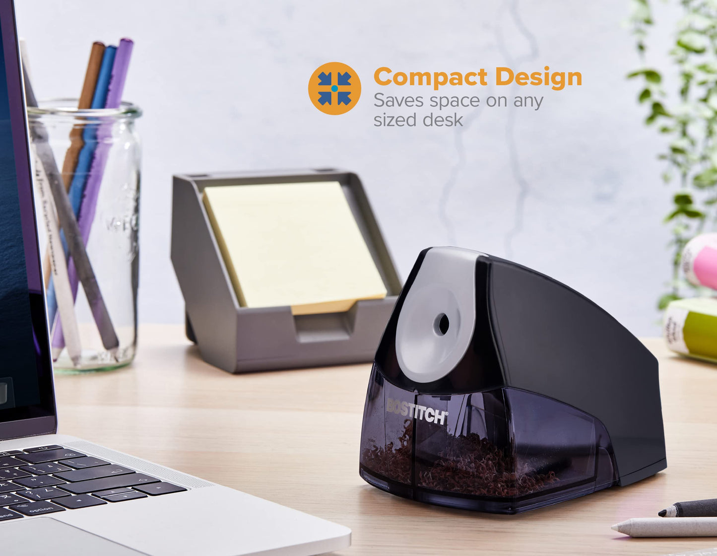 Bostitch Office Personal Electric Pencil Sharpener, Powerful Stall-Free Motor, High Capacity Shavings Tray, 7yr Warranty,Black