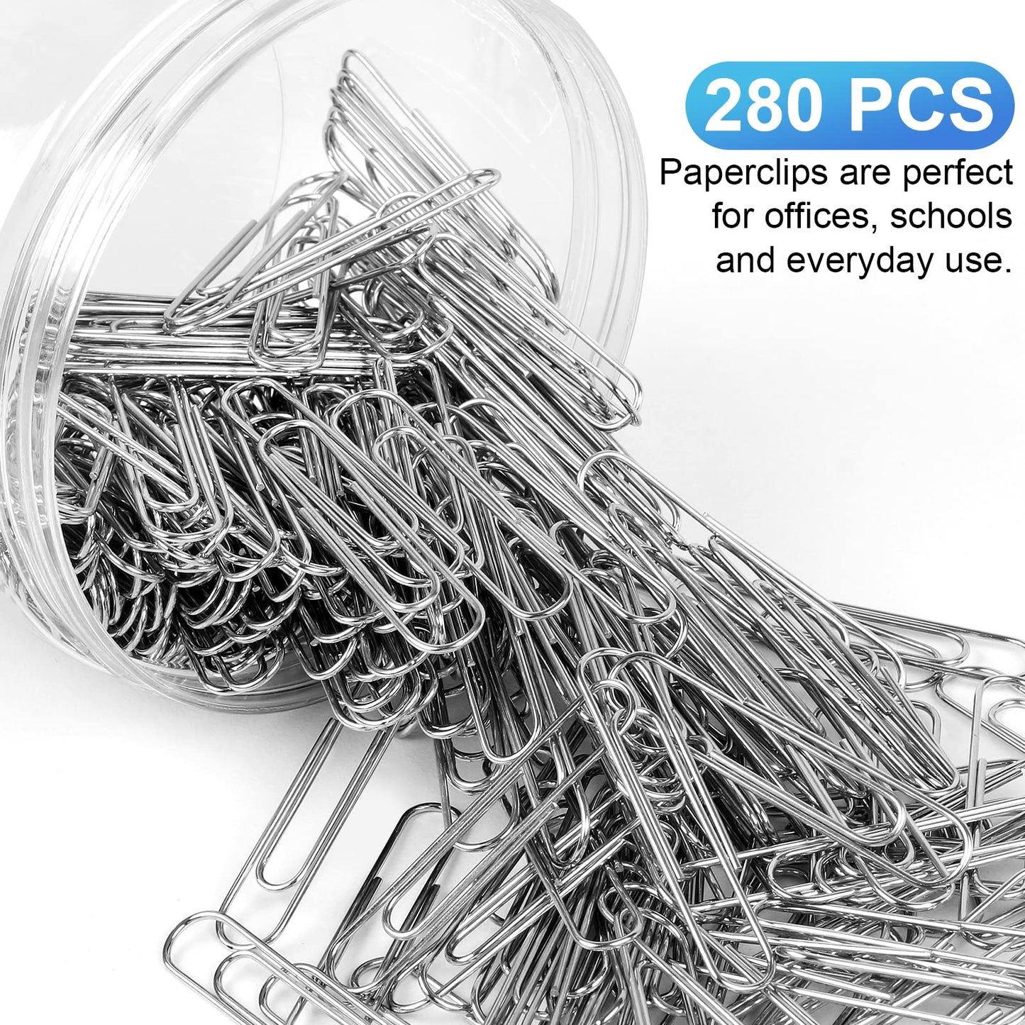 Silver Paperclips | Large -2 Inch Jumbo Paper Clips | 280 Pcs