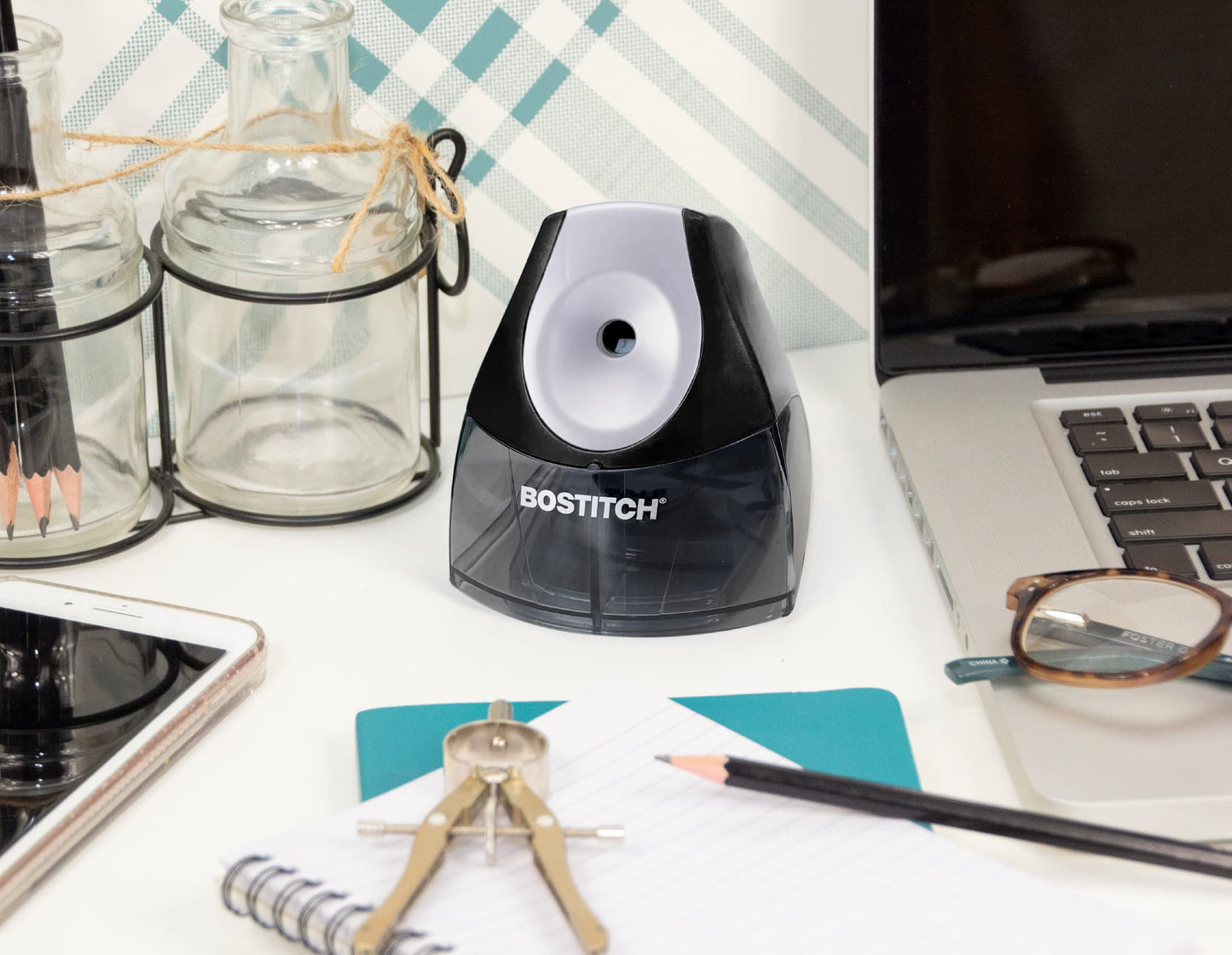 Bostitch Office Personal Electric Pencil Sharpener, Powerful Stall-Free Motor, High Capacity Shavings Tray, 7yr Warranty,Black