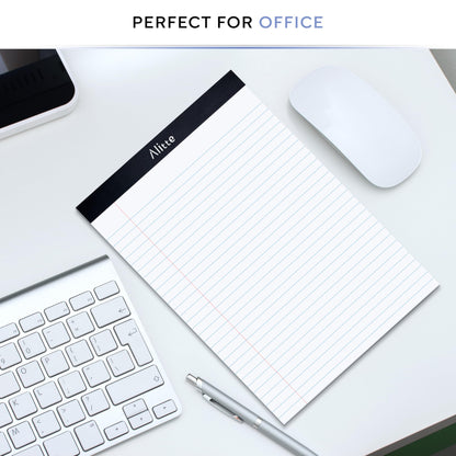 Alitte Legal Notepads 8.5 x 11 | Pack of 12 | Perforated Wide Ruled Writing Pad |50 Sheets Per Notebook