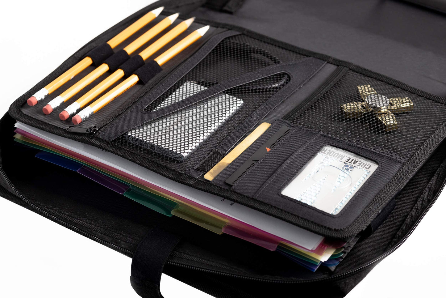 Gearilla Large 3 Ring Binder with Zipper - 3 inch Blacked Out, O-Ring Binder with Tablet Laptop Sleeve - Fits 13 inch Devices - Tactical Carry Handle, Shoulder Strap, for School, Office, and Job Sites