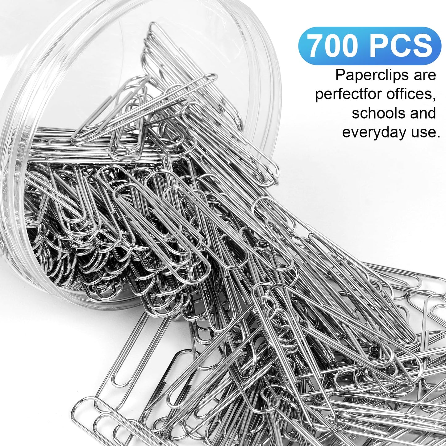 Silver Paperclips | Large - 1.3 Inch Jumbo Paper Clips | 700 Pcs