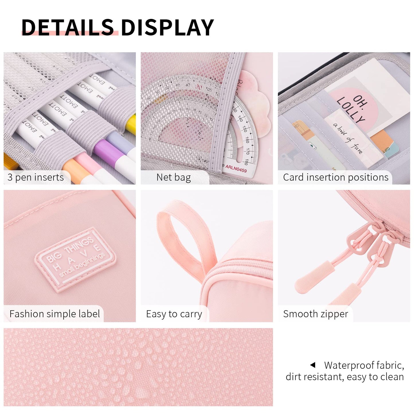 CICIMELON Durable Pencil Case Big Storage Pen Pouch Bag for School Supplies Office College Teen Girls Adults, Pink