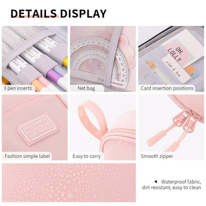 CICIMELON Durable Pencil Case Big Storage Pen Pouch Bag for School Supplies Office College Teen Girls Adults, Pink