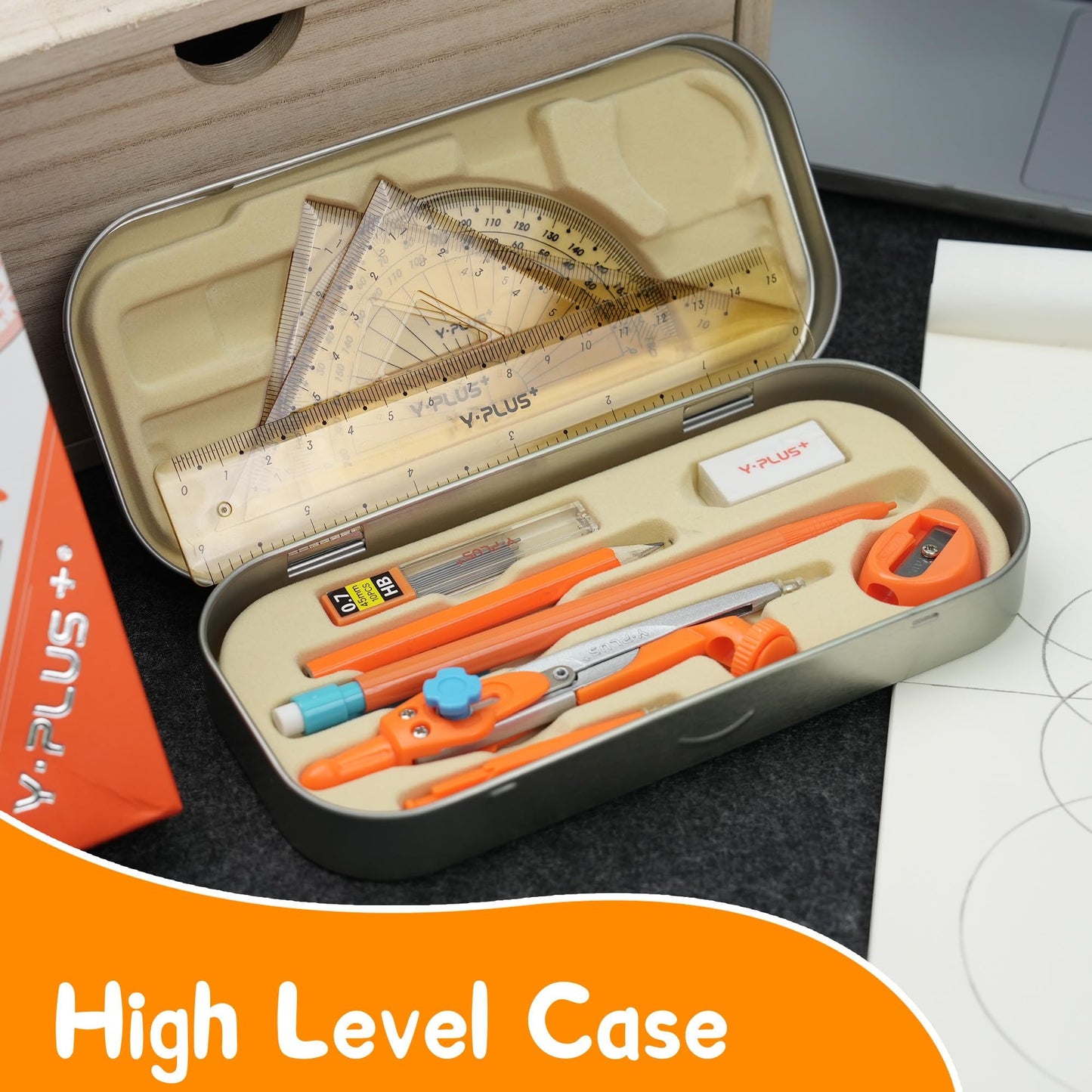 Geometry Set for Students, Math Protractor Compass with Rulers, Box of Protactor Kit for Class Supplies and School, Christmas Stocking Stuffers for Kids Toddler 12 Pcs