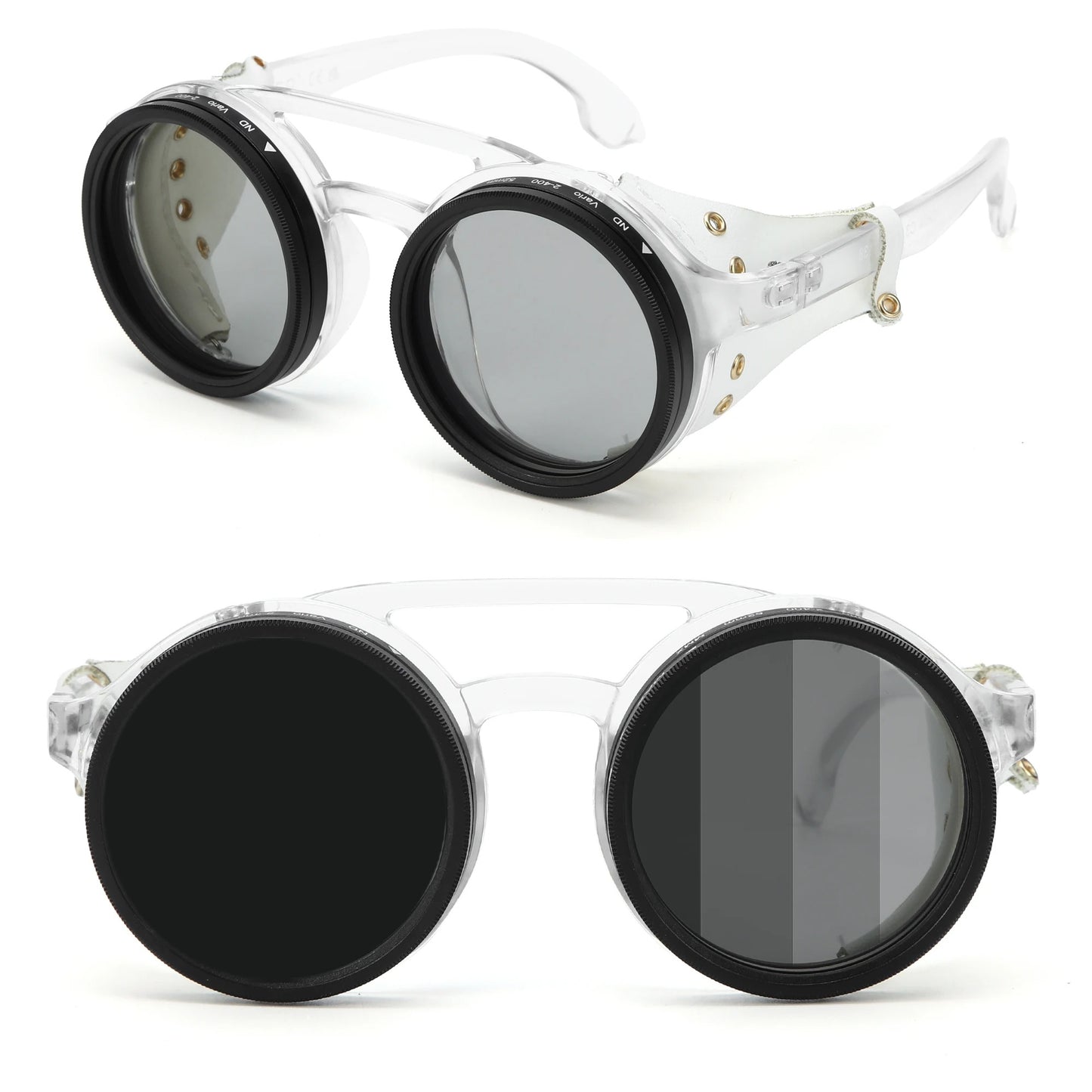 ND9 adjustable dimming sunglasses Retro Punk round men's outdoor fishing UV400 polarized driving sunglasses