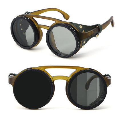 ND9 adjustable dimming sunglasses Retro Punk round men's outdoor fishing UV400 polarized driving sunglasses
