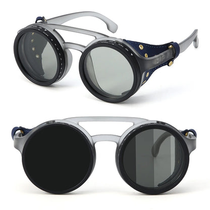 ND9 adjustable dimming sunglasses Retro Punk round men's outdoor fishing UV400 polarized driving sunglasses