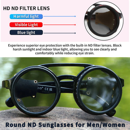 ND9 adjustable dimming sunglasses Retro Punk round men's outdoor fishing UV400 polarized driving sunglasses