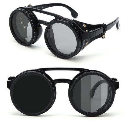 ND9 adjustable dimming sunglasses Retro Punk round men's outdoor fishing UV400 polarized driving sunglasses