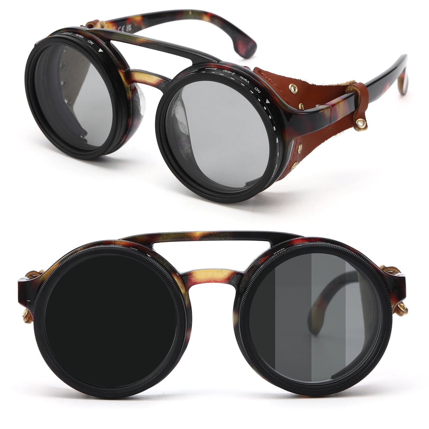 ND9 adjustable dimming sunglasses Retro Punk round men's outdoor fishing UV400 polarized driving sunglasses