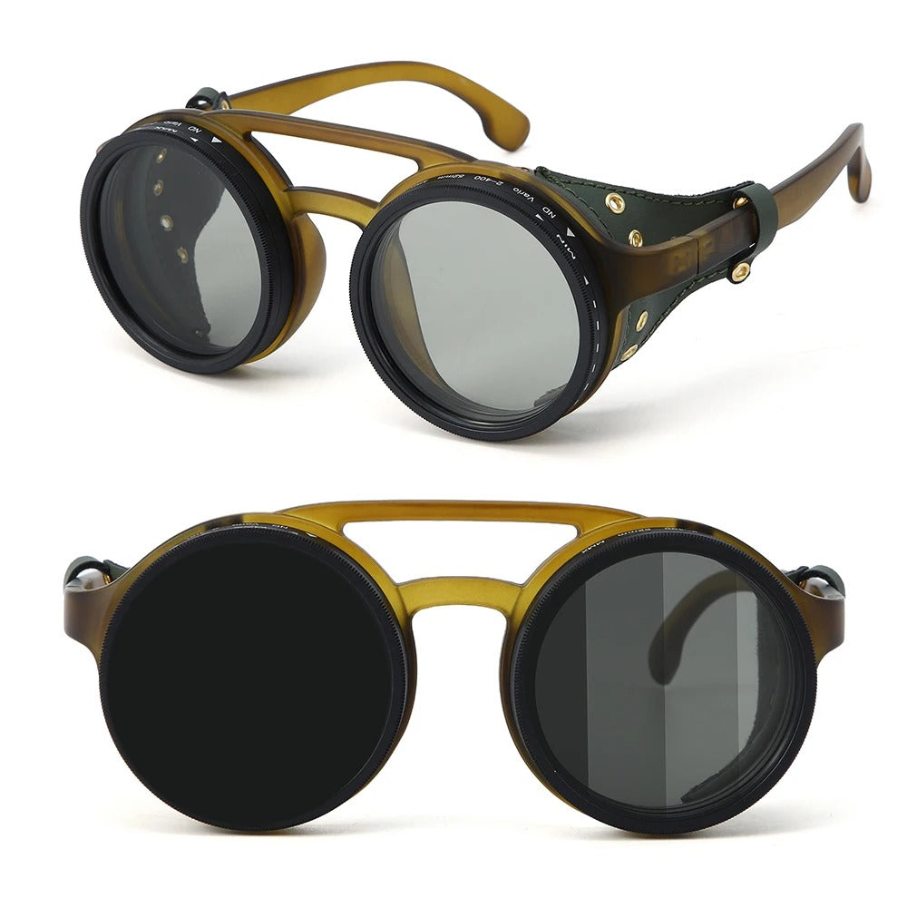 ND9 adjustable dimming sunglasses Retro Punk round men's outdoor fishing UV400 polarized driving sunglasses