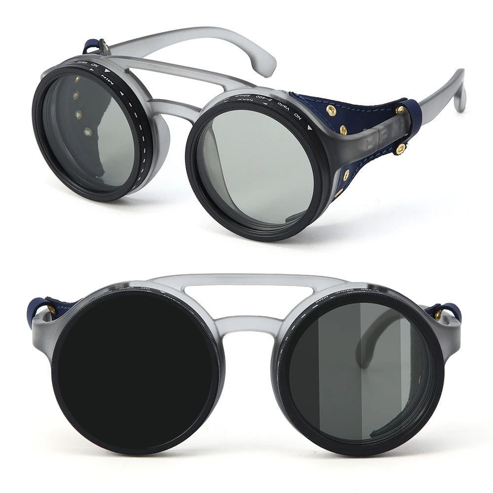 ND9 adjustable dimming sunglasses Retro Punk round men's outdoor fishing UV400 polarized driving sunglasses